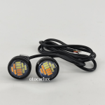 چراغ ال‌ای‌دی زیر آینه بغل (ایگل‌آیز) مدل دورنگ راهنمادار سفید و نارنجی، نمای نزدیک از چیپ‌های LED چندتکه با بدنه مشکی