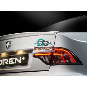 نمای پشت خودروی سورن با بال عقب اسپرت TGS نصب شده - اسپویلر ABS سفید روی صندوق سمند

